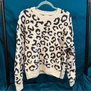 Altar'd State Snow Leopard Crew Neck Sweater